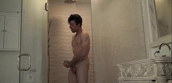  Matthias Christ rubbing cock in the shower